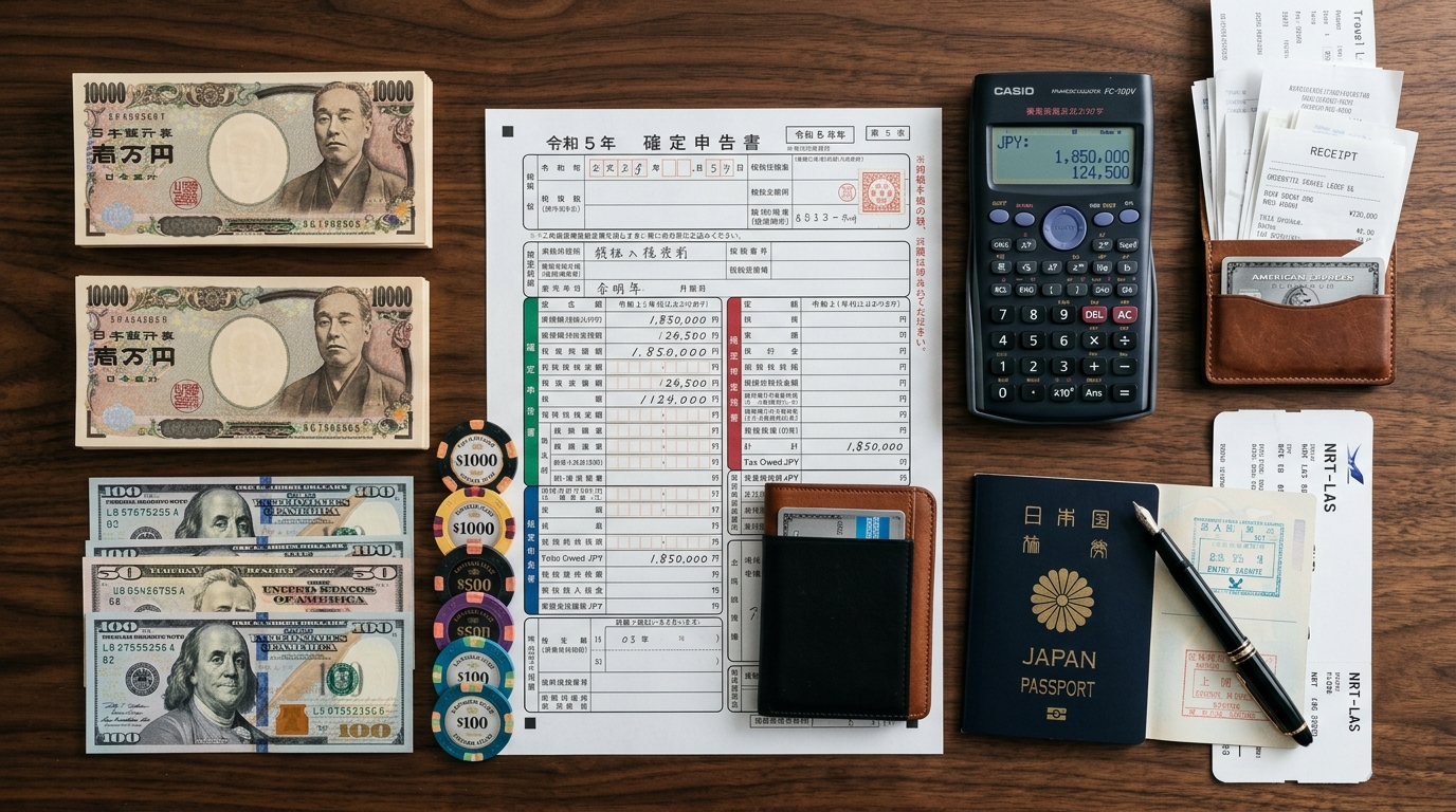 海外カジノで勝ったときの税金と確定申告:一時所得の計算・50万円特別控除・税関申告ルール
